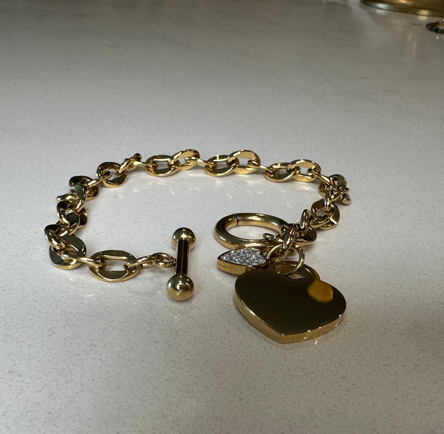 Double Heart Tag bracelet | Gold