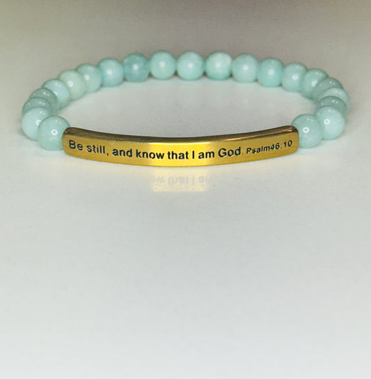 Be Still and Know That I Am God, Psalms 46:10 | Jade, Yellow Gold