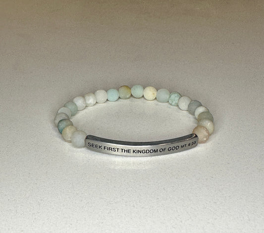 Seek First the Kingdom of God, Mt. 6:33 | Amazonite, Silver