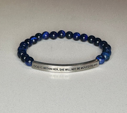 God Is With Her, She Will Not Be Moved, Ps. 46:5 | Lapis Lazuli, Silver