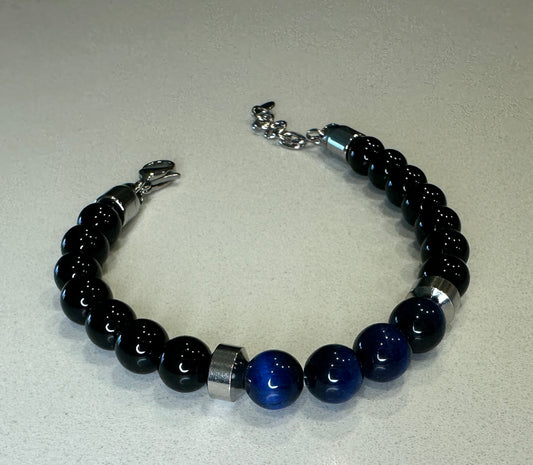 Tiger Eye Bracelet | Blue, Adjustable