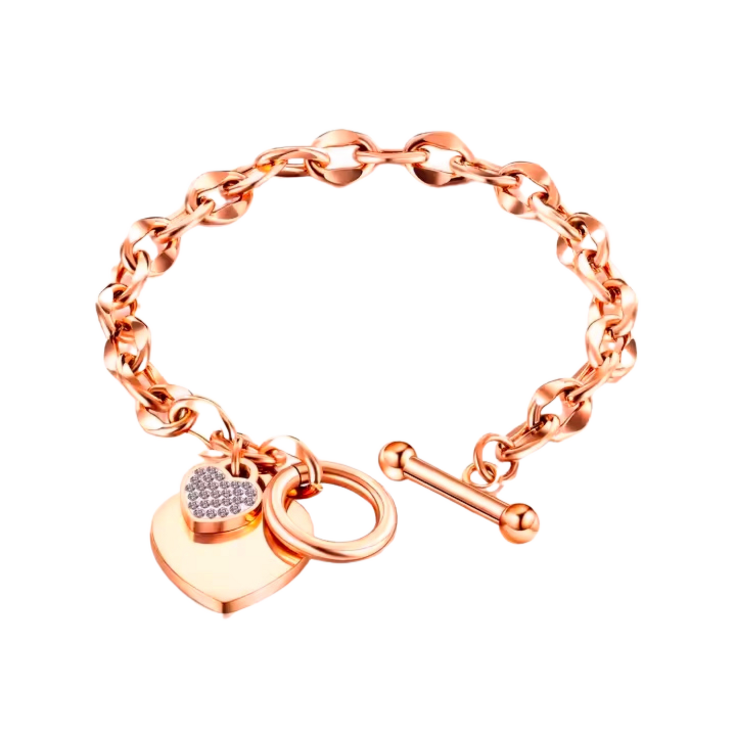 Double Heart Tag bracelet  | Rose Gold